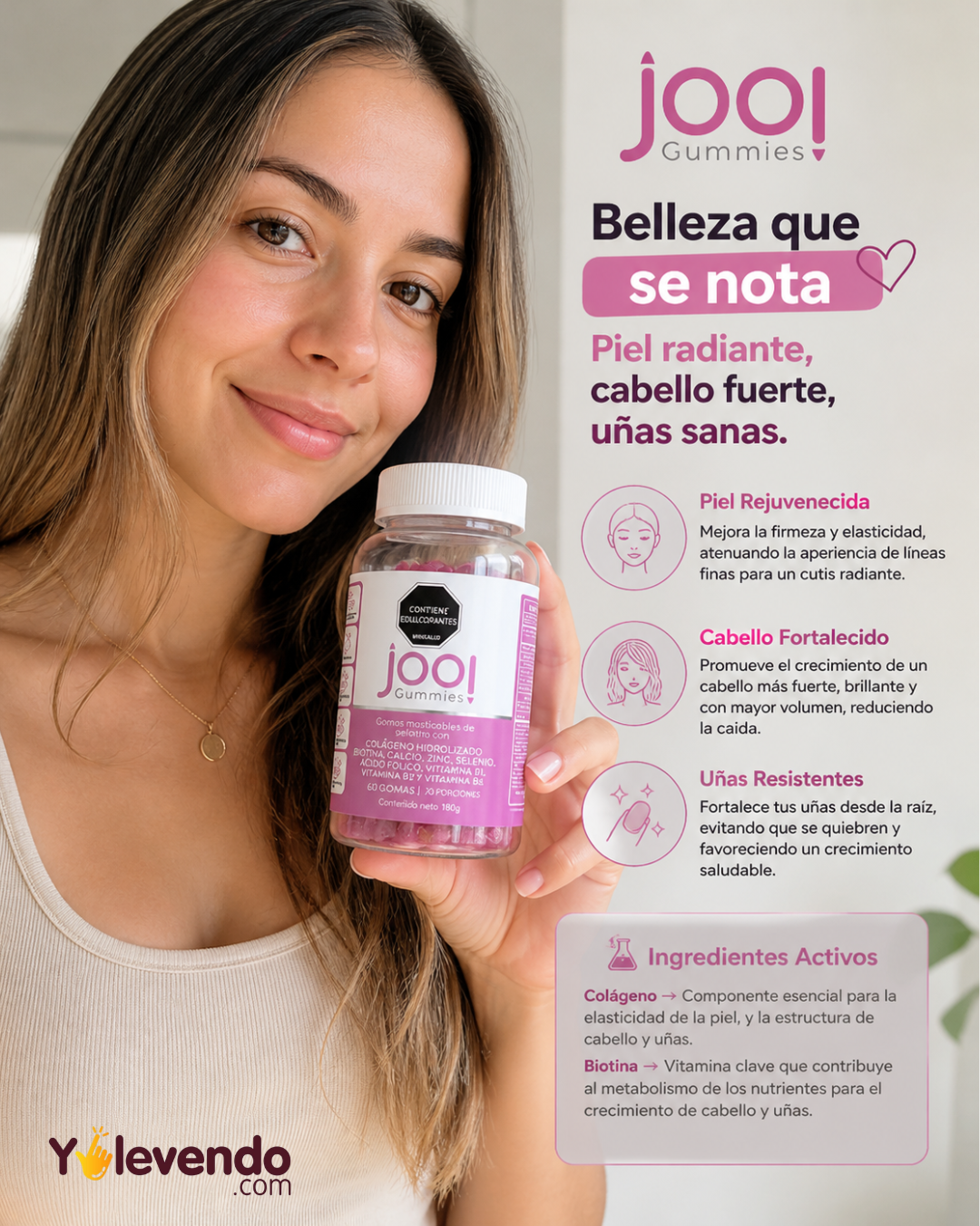 Gomitas Piel radiante, cabello fuerte, uñas sanas