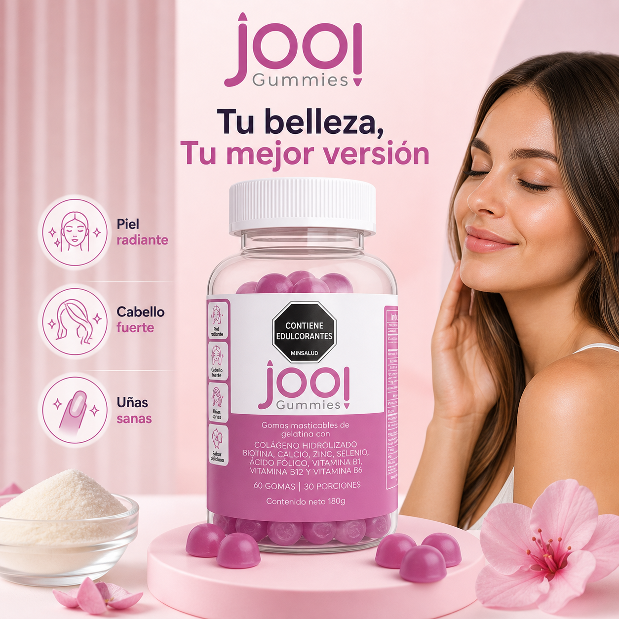Jooi gomitas: Piel radiante, cabello fuerte, uñas sanas