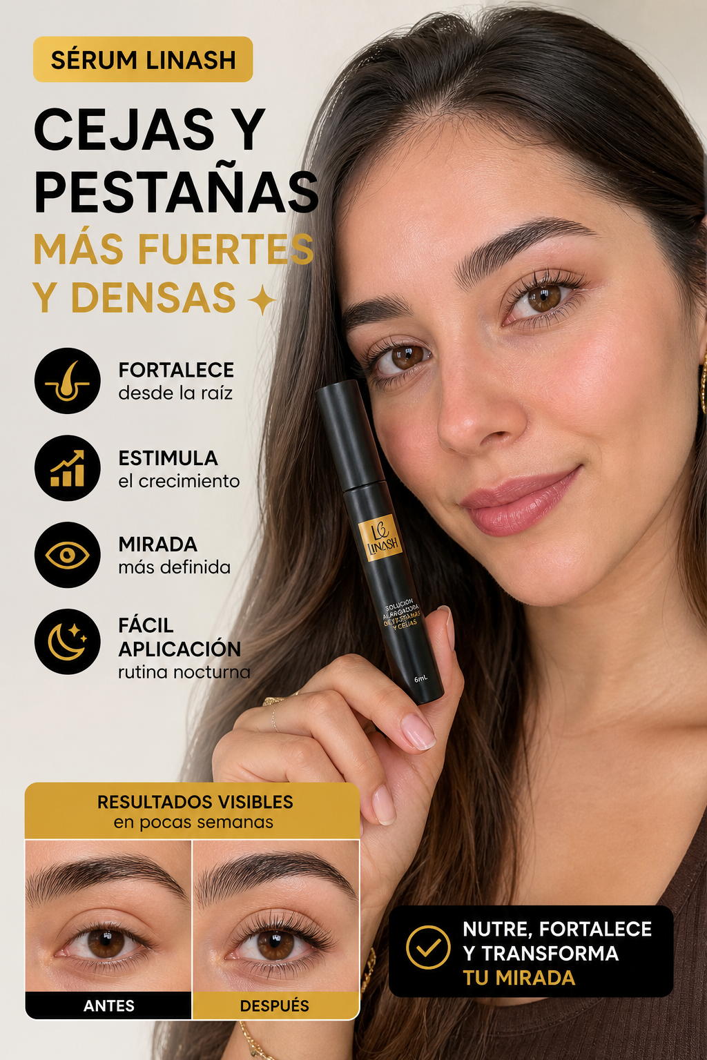 Sérum Cejas y Pestañas más Fuertes y Densas