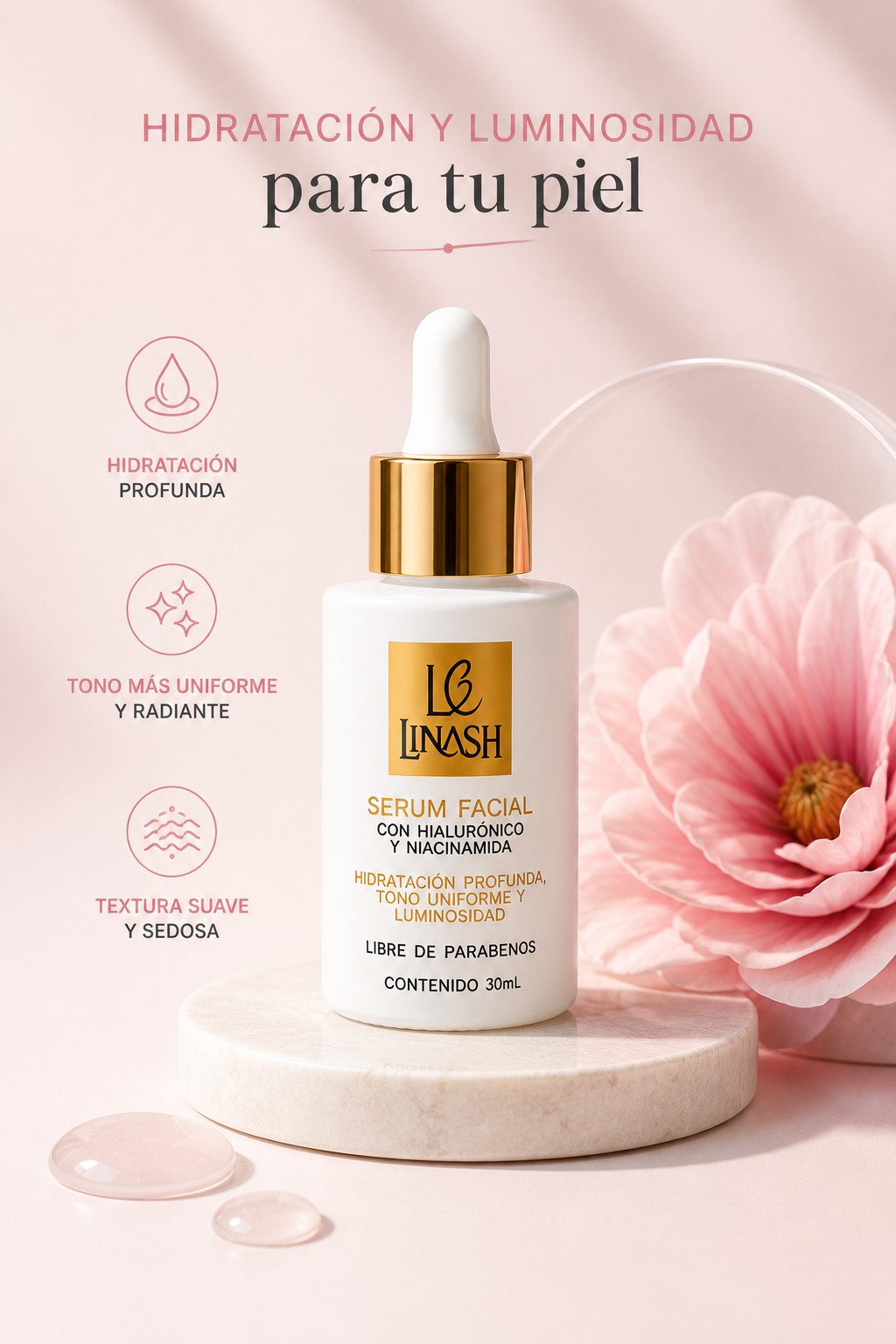 Sérum Facial con Ácido Hialurónico y Niacinamida