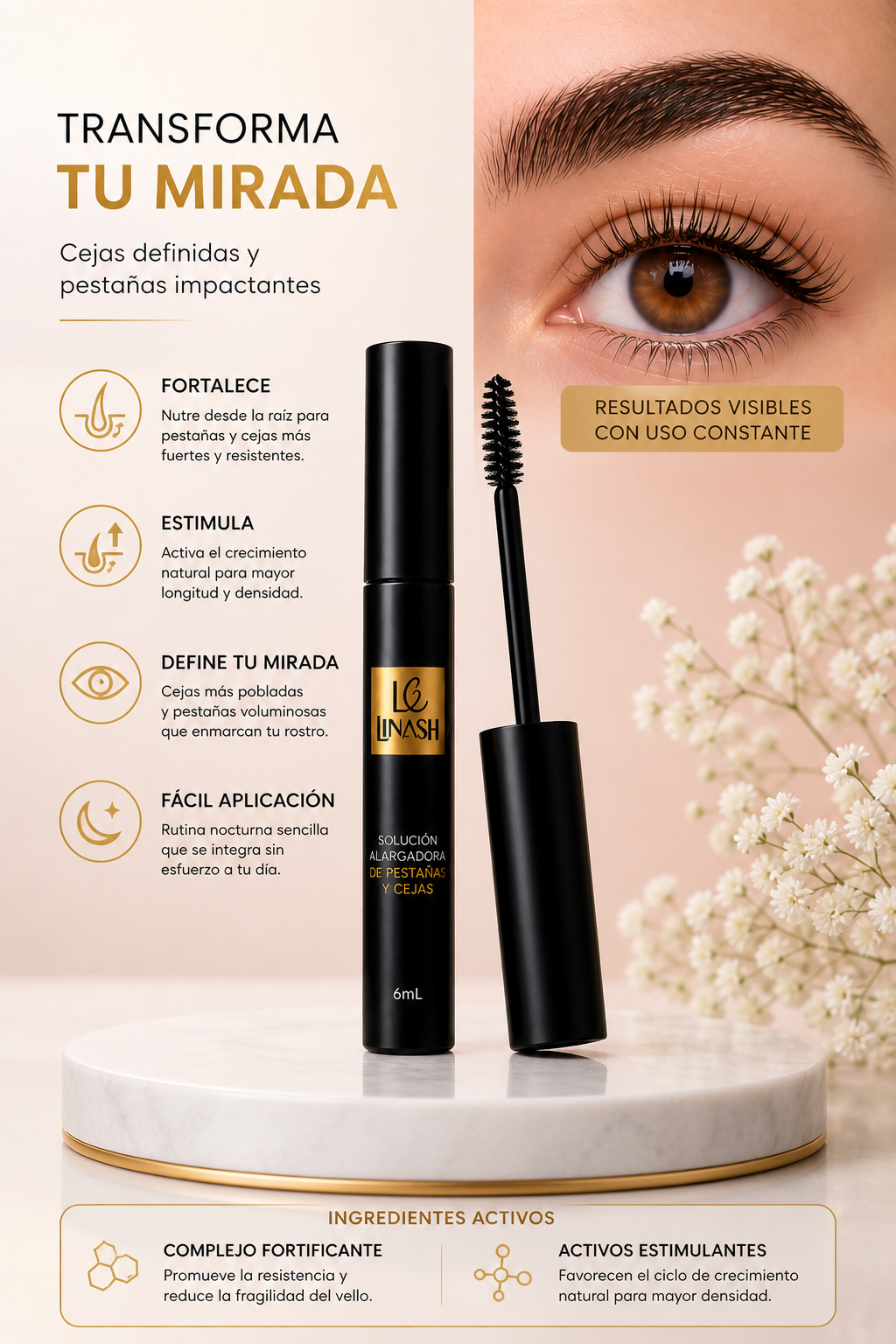 Sérum Cejas y Pestañas más Fuertes y Densas